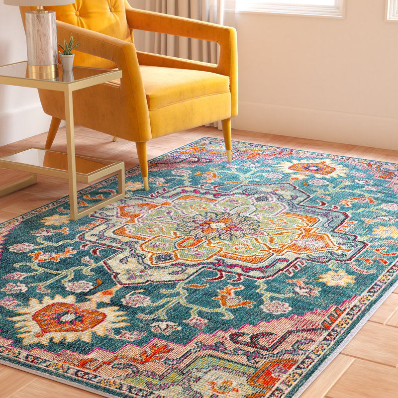 Mistana Gothia Hooked Teal/Green/Orange Rug & Reviews Wayfair.co.uk